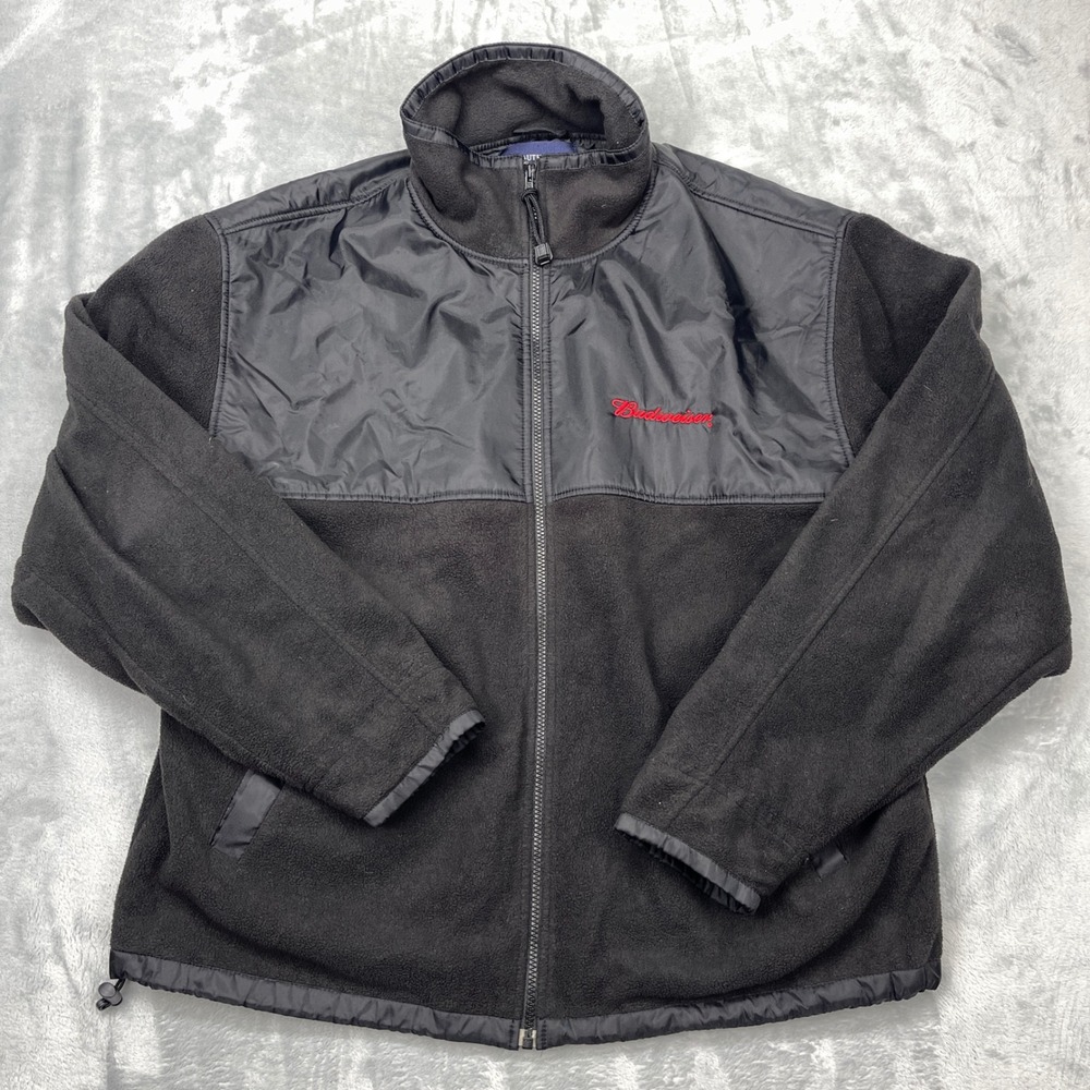 Budweiser Fleece Jacket Mens XL Black‎ Full Zip Port Authority
